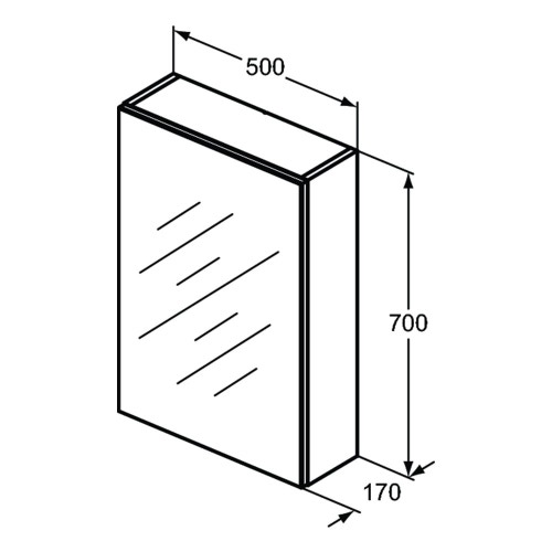 Immagine di Ideal Standard Specchio contenitore L.50 H.70 P.17 cm, finitura alluminio T3588AL