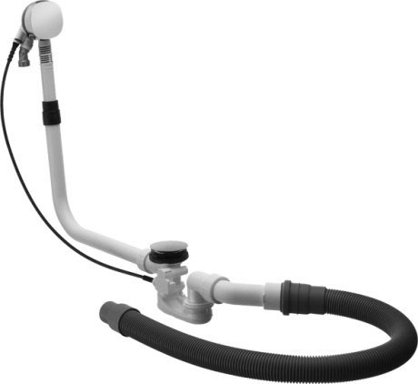 Immagine di Duravit QUADROVAL colonna di scarico con troppopieno con erogazione dal troppopieno per vasche con bordo sottile con tubo di scarico flessibile finitura cromo  791248000000000