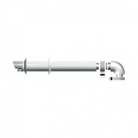 Immagine di Ariston Kit scarico coassiale Ø60/100 L 1 m partenza orizzontale CONDENS bianco, completo di curva e terminale di scarico 3318073