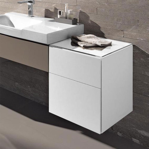 Immagine di Geberit XENO² mobile contenitore sospeso L.45 cm, con due cassetti e sistema di apertura a pressione, colore bianco finitura lucido 500.504.01.1