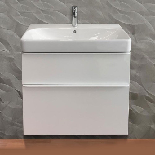 Immagine di Geberit SMYLE mobile sospeso L.75 cm per lavabo, con due cassetti a chiusura ammortizzata, colore bianco finitura lucido 500.353.00.1