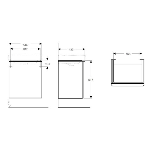 Immagine di Geberit SMYLE mobile sospeso L.55 cm, con anta apertura destra push-pull e chiusura ammortizzata, colore grigio lava finitura opaco 500.365.JK.1