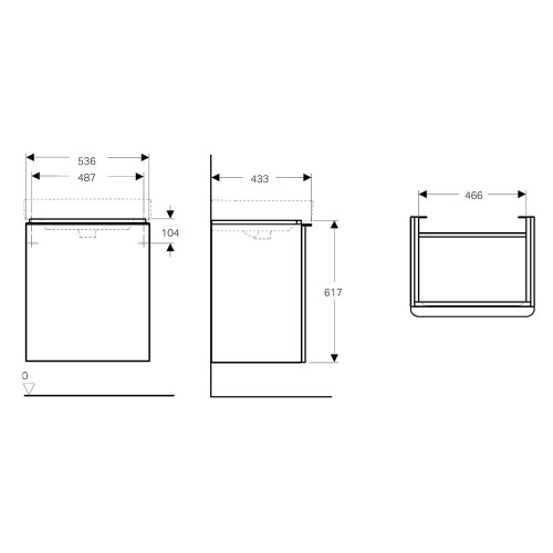 Immagine di Geberit SMYLE mobile sospeso L.55 cm, con anta apertura destra push-pull e chiusura ammortizzata, colore grigio sabbia finitura lucido 500.365.JL.1