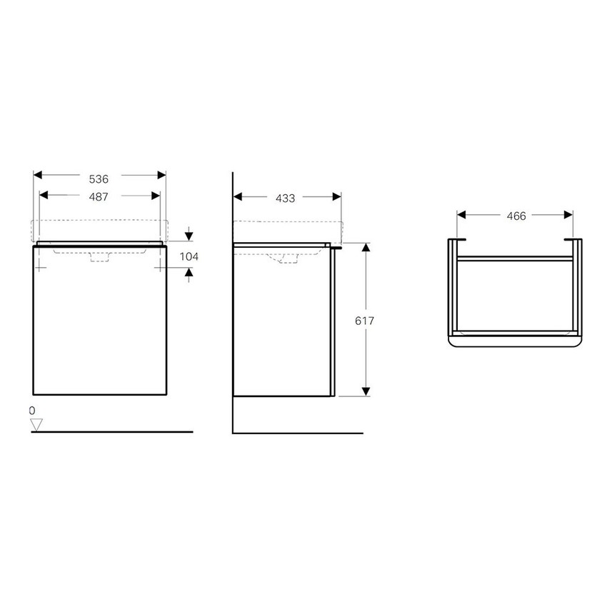 Immagine di Geberit SMYLE mobile sospeso L.55 cm, con anta apertura destra push-pull e chiusura ammortizzata, finitura noce americano 500.365.JR.1