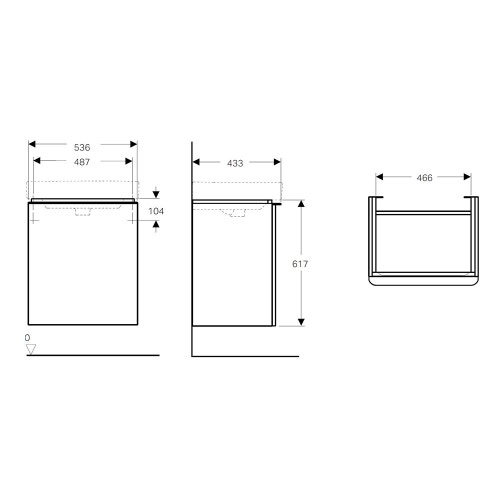 Immagine di Geberit SMYLE mobile sospeso L.55 cm, con anta apertura sinistra push-pull e chiusura ammortizzata, colore grigio lava finitura opaco 500.366.JK.1