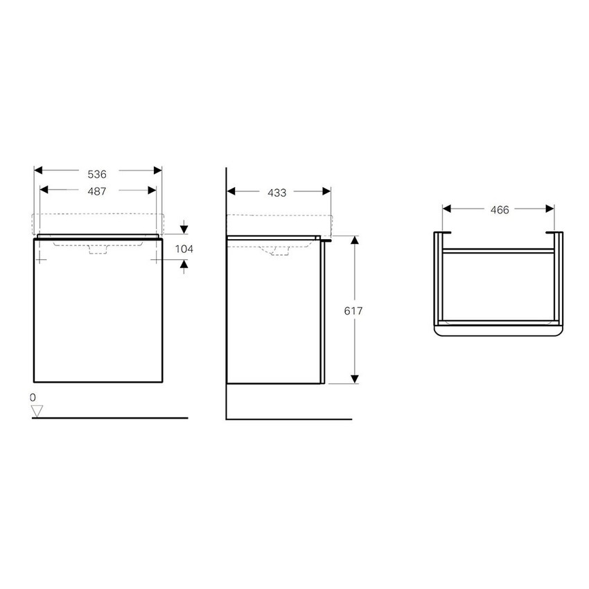 Immagine di Geberit SMYLE mobile sospeso L.55 cm, con anta apertura sinistra push-pull e chiusura ammortizzata, colore grigio sabbia finitura lucido 500.366.JL.1