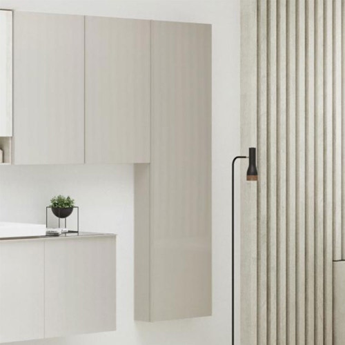 Immagine di Geberit ACANTO mobile contenitore sospeso H.173 cm, con un'anta, corpo colore grigio sabbia finitura opaco, ante colore grigio sabbia finitura vetro lucido 500.637.JL.2