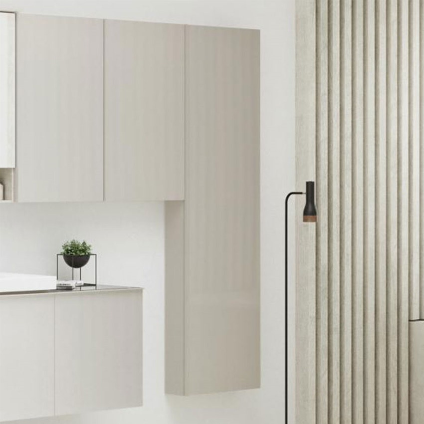 Immagine di Geberit ACANTO mobile contenitore sospeso H.173 cm, con un'anta, corpo colore grigio sabbia finitura opaco, ante colore grigio sabbia finitura vetro lucido 500.637.JL.2