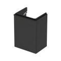 Immagine di Geberit SMYLE mobile sospeso L.45 cm, con anta apertura sinistra e chiusura ammortizzata, colore nero finitura opaco 500.351.JK.1