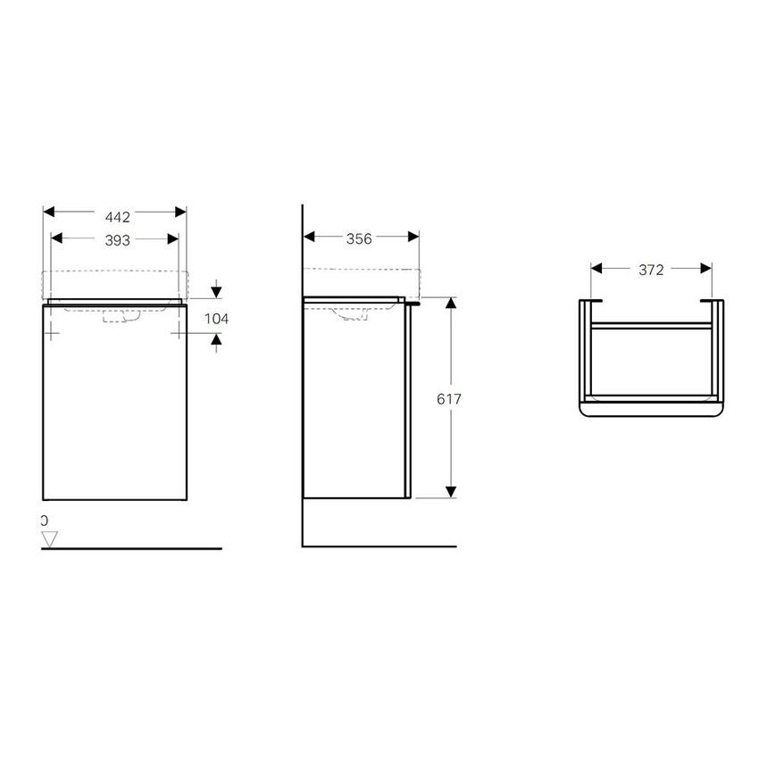 Immagine di Geberit SMYLE mobile sospeso L.50 cm, con anta apertura sinistra e chiusura ammortizzata, finitura noce americano 500.364.JR.1