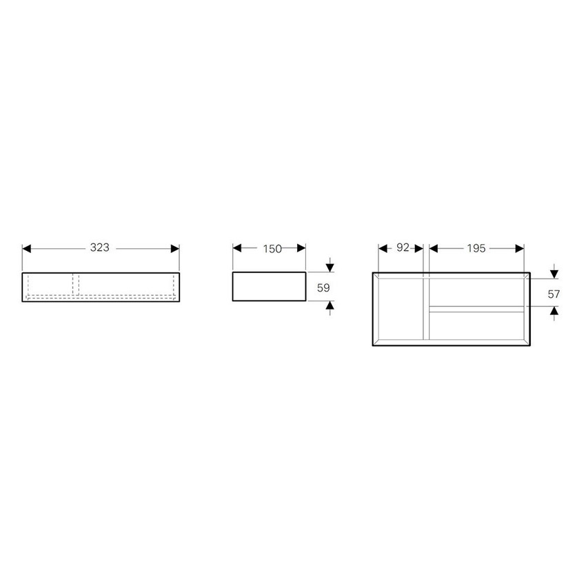 Immagine di Geberit SMYLE inserto portaoggetti T per cassettone singolo e cassettoni superiori finitura grigio lava opaco 500.678.00.1