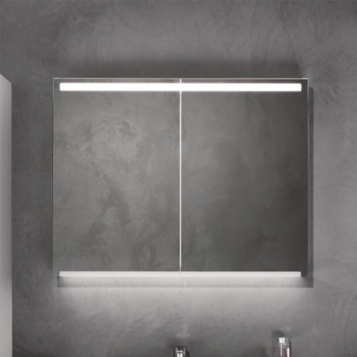 Geberit 500.583.00.1 OPTION specchio contenitore L.90 cm, con corpo e due  ante dotati di specchi interni ed esterni e illuminazione led