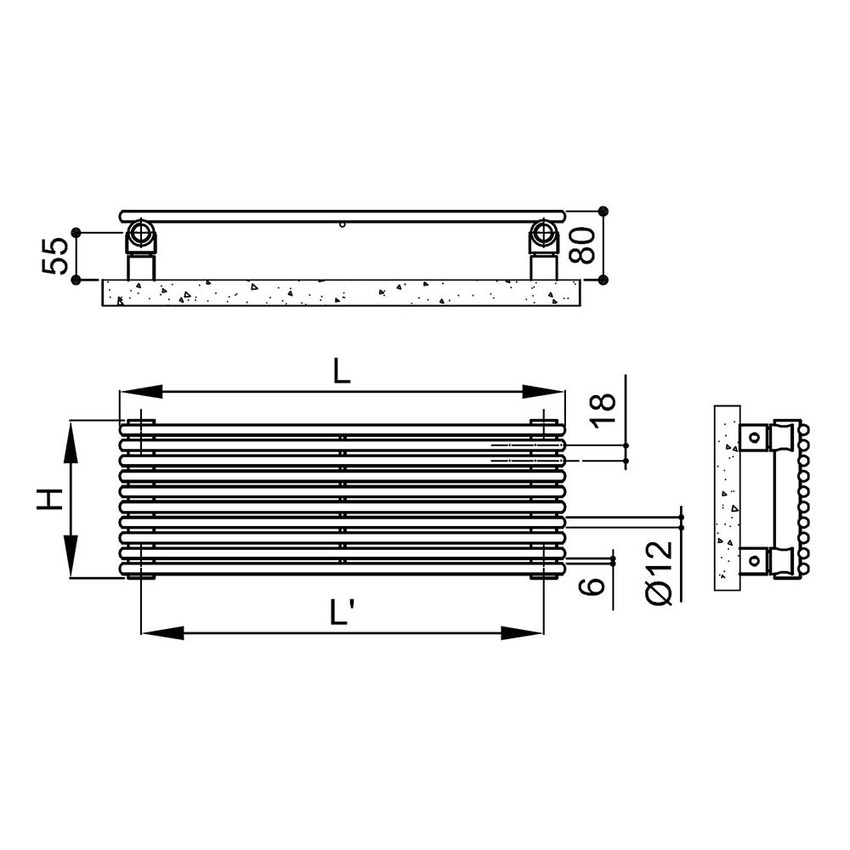 Immagine di Irsap ARPA12 radiatore orizzontale 36 elementi H.65,2 L.52 P.4 cm, colore bianco A1205203601IR01H01
