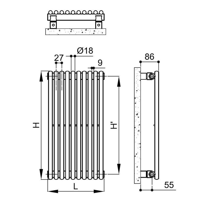 Immagine di Irsap ARPA18 radiatore verticale 54 elementi H.52 L.145,9 P.4,6 cm, colore bianco A1805205401IR01A01