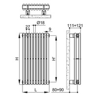 Immagine di Irsap ARPA18_2 radiatore verticale 4 elementi H.182 L.10,9 P.6,2 cm, colore bianco finitura lucido A2818200401IR01A01