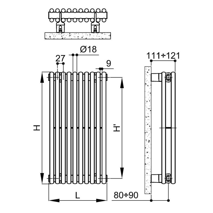 Irsap ARPA18_2 radiatore verticale 4 elementi H.182 L.10,9 P.6,2 cm, colore bianco finitura lucido A2818200401IR01A01