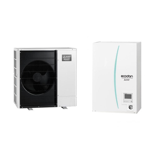 Immagine di Mitsubishi SPLIT Sistema idronico composto da pompa di calore Inverter ZUBADAN 11.2 kW trifase con HYDROBOX MEDIUM reversibile PUHZ-SHW112YAA+ERSC-VM2D