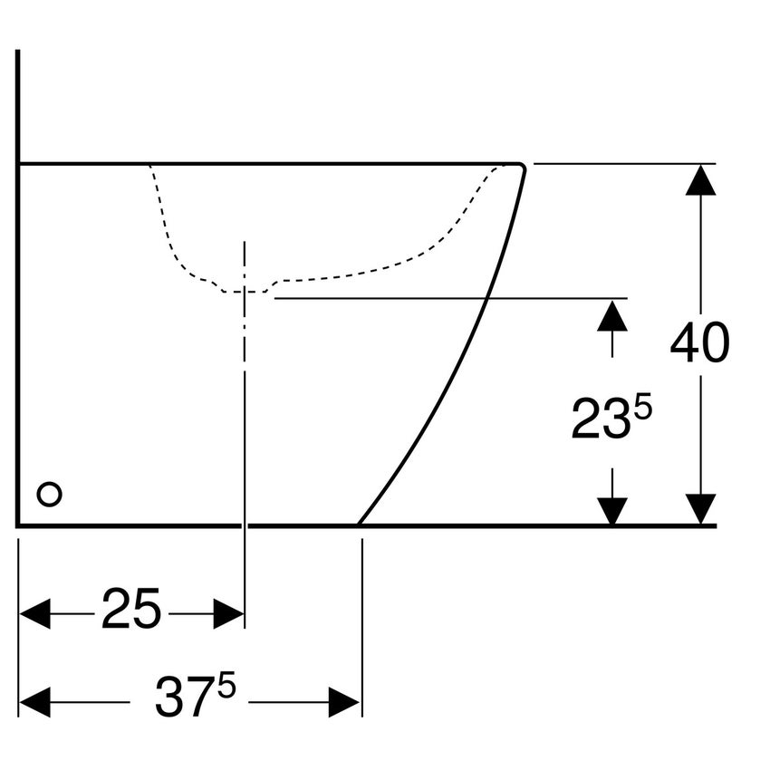 Immagine di Geberit ICON bidet a pavimento con fissaggio nascosto, colore bianco finitura lucido 234050000