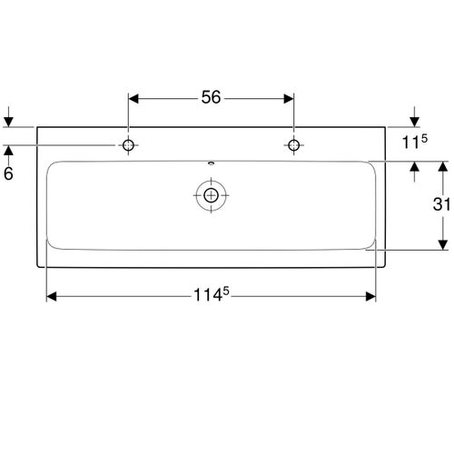 Immagine di Geberit ICON lavabo 120 cm con rubinetteria monoforo, colore bianco finitura lucido 124020000