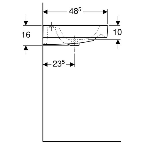 Immagine di Geberit ICON lavabo 120 cm con rubinetteria monoforo, colore bianco finitura lucido 124020000