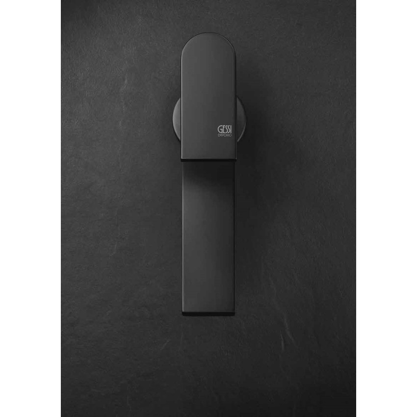 Immagine di Gessi VIA MANZONI miscelatore lavabo H.15 cm, senza scarico e flessibili di collegamento, con risparmio energetico, colore nero finitura opaco 38606#299
