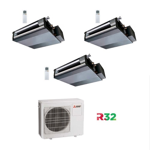 Immagine di Mitsubishi SEZ-M R32 Climatizzatore canalizzato trial split inverter | unità esterna 6.8 kW unità interne 12000+12000+12000 BTU MXZ-3F68VF+3xSEZ-M35DAL