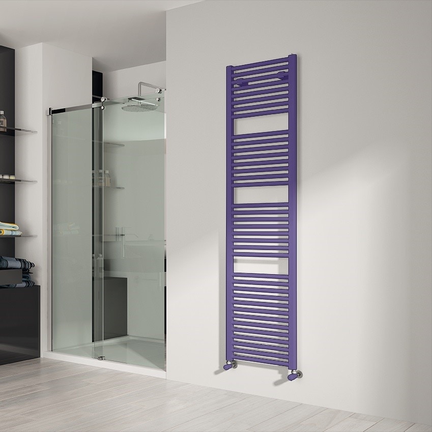 Immagine di Irsap GEO scaldasalviette, 37 tubi, 3 intervalli, H.185 L.45 P.3 cm, colore lilla bluastro RAL 4005 finitura lucido Cod.R3 ECE045BR3IR01NNN01