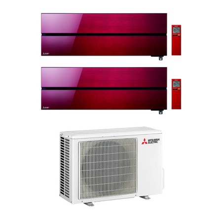 Immagine di Mitsubishi MSZ-LN Kirigamine Style R32 Climatizzatore a parete dual split inverter Wi-Fi, rosso | unità esterna 4.2 kW unità interne 9000+9000 BTU MXZ-2F42VF-2XMSZ-LN25VGR