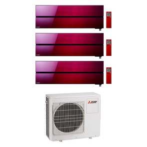 Immagine di Mitsubishi MSZ-LN Kirigamine Style R32 Climatizzatore a parete trial split inverter Wi-Fi, rosso | unità esterna 5.4 kW unità interne 9000+9000+9000 BTU MXZ-3F54VF-3xMSZ-LN25VGR