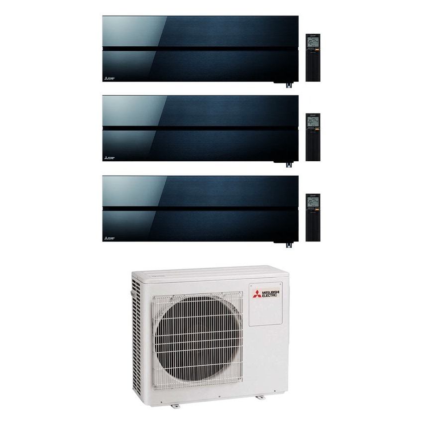 Immagine di Mitsubishi MSZ-LN Kirigamine Style R32 Climatizzatore a parete trial split inverter Wi-Fi nero | unità esterna 5.4 kW unità interne 9000+9000+18000 BTU MXZ-3F54VF+MSZ-LN[25|25|50]VGB
