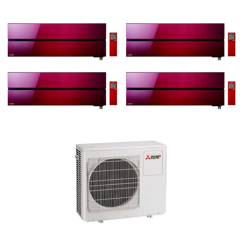 Immagine di Mitsubishi MSZ-LN Kirigamine Style R32 Climatizzatore a parete quadri split inverter Wi-Fi, rosso | unità esterna 7.2 kW unità interne 9000+9000+9000+9000 BTU MXZ-4F72VF-4xMSZ-LN25VGR