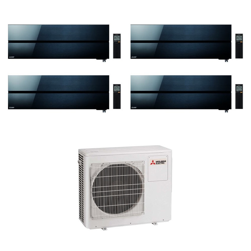 Immagine di Mitsubishi MSZ-LN Kirigamine Style R32 Climatizzatore a parete quadri split inverter Wi-Fi nero | unità esterna 7.2 kW unità interne 9000+9000+9000+18000 BTU MXZ-4F72VF+MSZ-LN[25|25|25|50]VGB