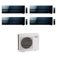 Immagine di Mitsubishi MSZ-LN Kirigamine Style R32 Climatizzatore a parete quadri split inverter Wi-Fi nero | unità esterna 8 kW unità interne 9000+9000+9000+9000 BTU MXZ-4F80VF2+MSZ-LN[25|25|25|25]VGB