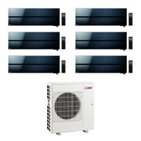 Immagine di Mitsubishi MSZ-LN Kirigamine Style R32 Climatizzatore a parete esa split inverter Wi-Fi nero | unità esterna 12.2 kW unità interne 9000+9000+9000+9000+9000+18000 BTU MXZ-6F122VF+MSZ-LN[25|25|25|25|25|50]VGB