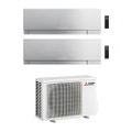 Immagine di Mitsubishi MSZ-EF Kirigamine Zen R32 Climatizzatore a parete dual split inverter Wi-Fi argento | unità esterna 5.3 kW unità interne 9000+12000 BTU MXZ-2F53VF+MSZ-EF[25|35]VGKS