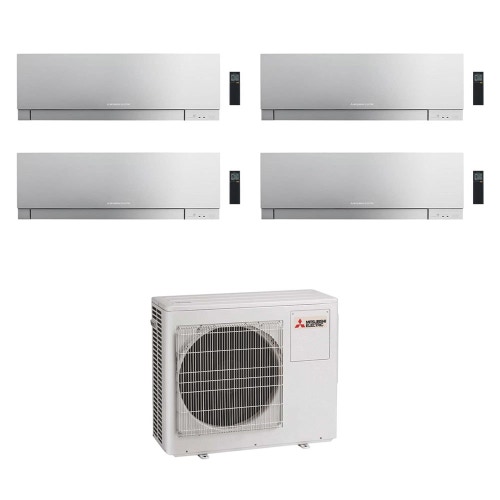 Immagine di Mitsubishi MSZ-EF Kirigamine Zen R32 Climatizzatore a parete quadri split inverter Wi-Fi argento | unità esterna 8 kW unità interne 7000+7000+7000+9000 BTU MXZ-4F80VF2+MSZ-EF[22|22|22|25]VGKS