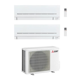 Immagine di Mitsubishi MSZ-AP R32 Climatizzatore a parete dual split inverter Wi-Fi bianco | unità esterna 3.3 kW unità interne 5000+5000 BTU MXZ-2F33VF+MSZ-AP[15|15]VG