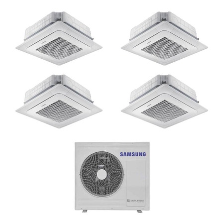 Immagine di Samsung Cassetta 4 vie Mini Windfree R32 Climatizzatore a cassetta quadri split inverter bianco | unità esterna 8 kW unità interne 5000+5000+5000+5000 BTU AJ080TXJ4KG/EU+AJ0[16|16|16|16]TNNDKG/EU