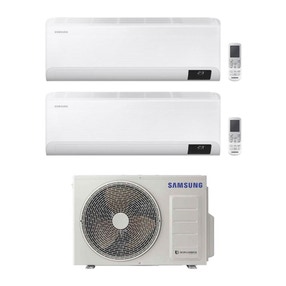 Immagine di Samsung CEBU Wi-Fi R32 Climatizzatore a parete dual split inverter Wi-Fi bianco | unità esterna 5 kW unità interne 12000+12000 BTU AJ050TXJ2KG/EU+AR[35|35]TXFYAWKNEU