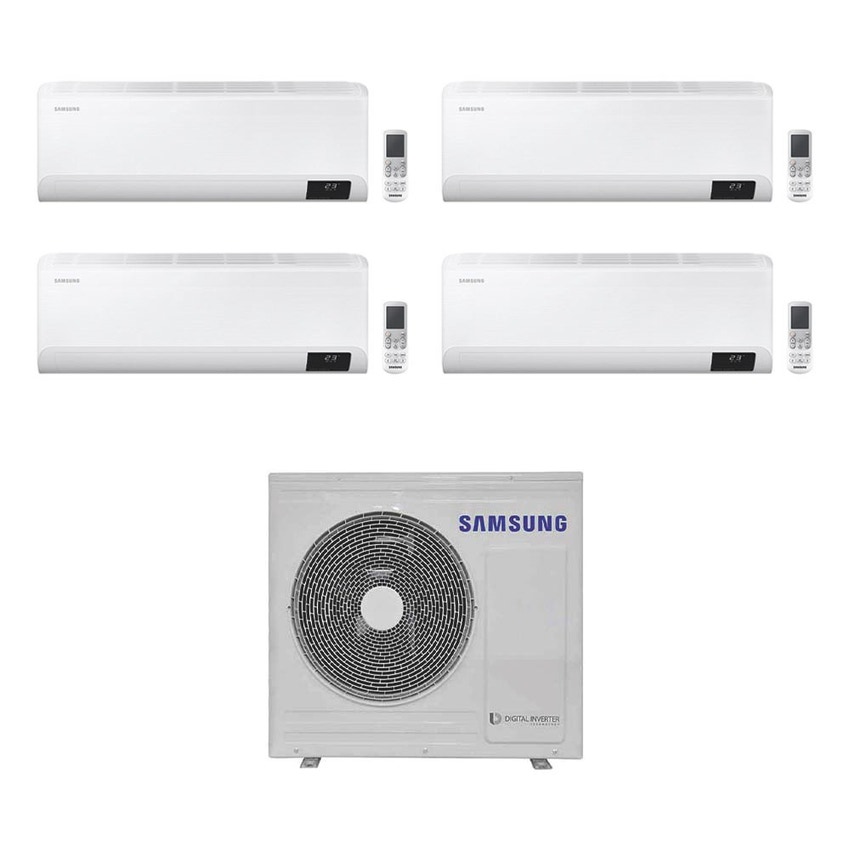 Immagine di Samsung CEBU Wi-Fi R32 Climatizzatore a parete quadri split inverter Wi-Fi bianco | unità esterna 8 kW unità interne 7000+9000+12000+12000 BTU AJ080TXJ4KG/EU+AR[20|25|35|35]TXFYAWKNEU