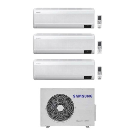 Immagine di Samsung WINDFREE AVANT R32 Climatizzatore a parete trial split inverter Wi-Fi bianco | unità esterna 5.2 kW unità interne 7000+7000+12000 BTU AJ052TXJ3KG/EU+AR[20|20|35]TXEAAWKNEU