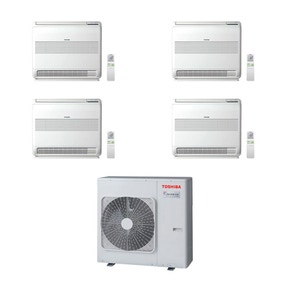 Immagine di Toshiba Console R32 Climatizzatore a pavimento quadri split inverter bianco | unità esterna 8 kW unità interne 10000+10000+13000+13000 BTU RAS-4M27U2AVG-E+RAS-B[25|25|35|35]J2FVG-E