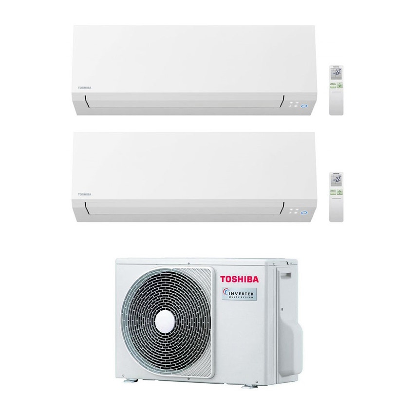 Immagine di Toshiba SHORAI EDGE R32 Climatizzatore a parete dual split inverter Wi-Fi bianco | unità esterna 5.2 kW unità interne 9000+9000 BTU RAS-2M18U2AVG-E+RAS-B[25|25]N4KVSG-E