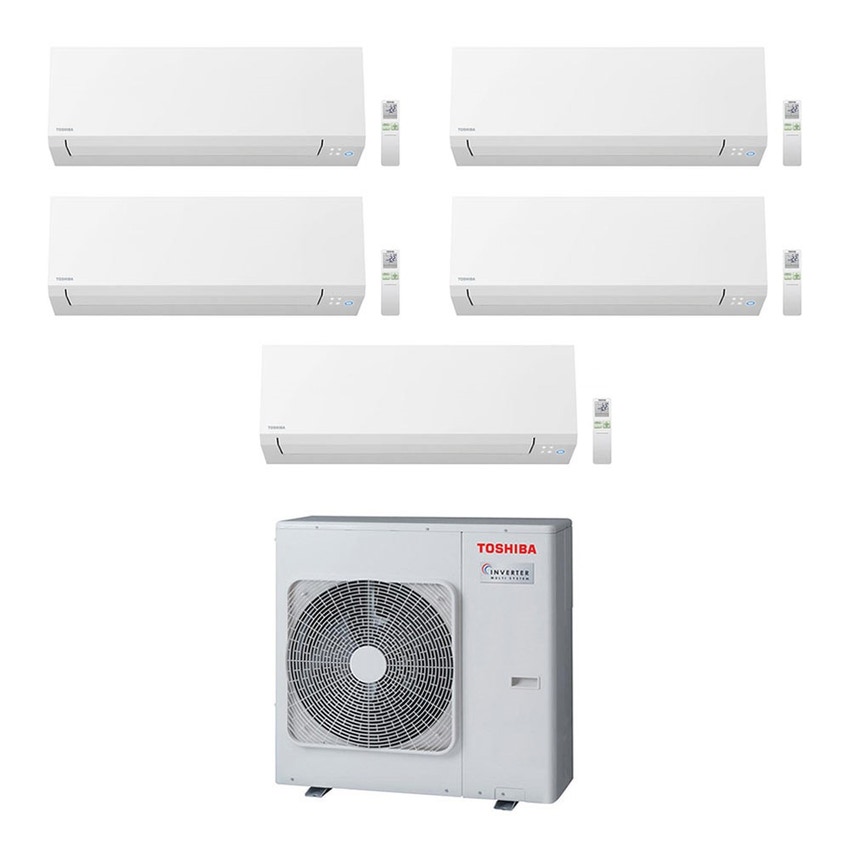 Immagine di Toshiba SHORAI EDGE R32 Climatizzatore a parete penta split inverter Wi-Fi bianco | unità esterna 10 kW unità interne 5000+5000+7000+7000+24000 BTU RAS-5M34U2AVG-E+RAS-B[20x2|70]N4KVSG-E+RAS-M[18x2]