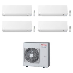 Immagine di Toshiba SHORAI EDGE R32 Climatizzatore a parete quadri split inverter Wi-Fi bianco | unità esterna 8 kW unità interne 9000+9000+9000+16000 BTU RAS-4M27U2AVG-E+RAS-B[25|25|25|46]N4KVSG-E