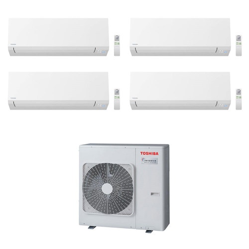 Immagine di Toshiba SHORAI EDGE R32 Climatizzatore a parete quadri split inverter Wi-Fi bianco | unità esterna 8 kW unità interne 5000+7000+7000+24000 BTU RAS-4M27U2AVG-E+RAS-B[20|20|70]N4KVSG-E+RAS-M18
