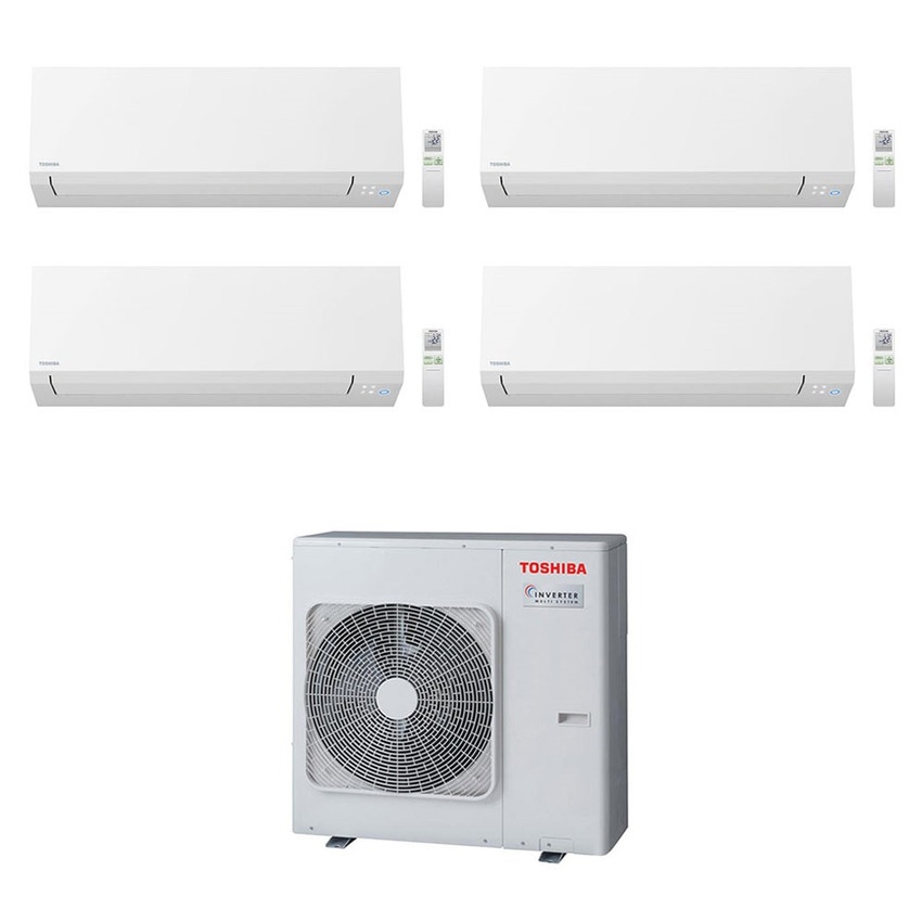 Immagine di Toshiba SHORAI EDGE R32 Climatizzatore a parete quadri split inverter Wi-Fi bianco | unità esterna 8 kW unità interne 5000+9000+16000+16000 BTU RAS-4M27U2AVG-E+RAS-B[25|46|46]N4KVSG-E+RAS-M18