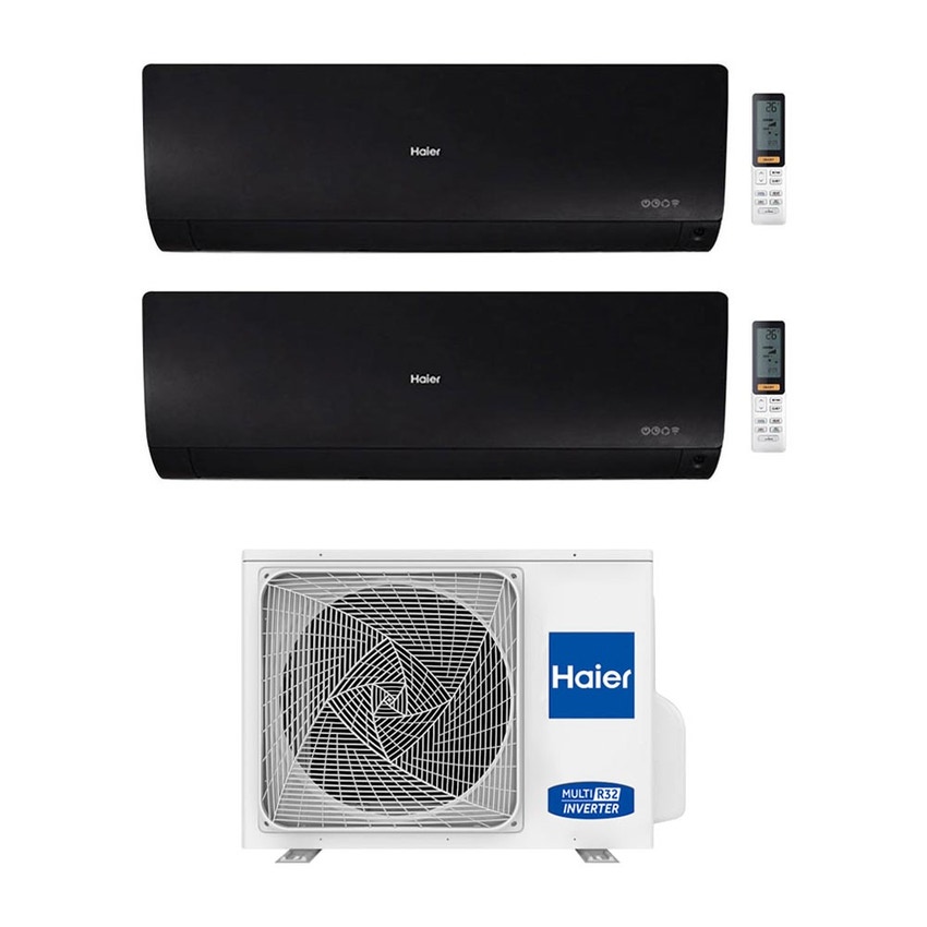Immagine di Haier FLEXIS R32 Climatizzatore a parete dual split inverter Wi-Fi, nero | unità esterna 5 kW unità interne 7000+7000 BTU 2U50S2SM1FA+2xAS20S2SF1FA-MB