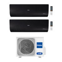 Immagine di Haier FLEXIS R32 Climatizzatore a parete dual split inverter Wi-Fi, nero | unità esterna 5 kW unità interne 7000+9000 BTU 2U50S2SM1FA+AS20S2SF1FA-MB+AS25S2SF1FA-MB