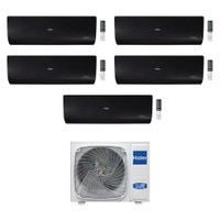 Immagine di Haier FLEXIS R32 Climatizzatore a parete penta split inverter Wi-Fi, nero | unità esterna 10 kW unità interne 9000+9000+9000+12000+12000 BTU 5U105S2SS2FA+3xAS25S2SF1FA-MB+2xAS35S2SF1FA-MB